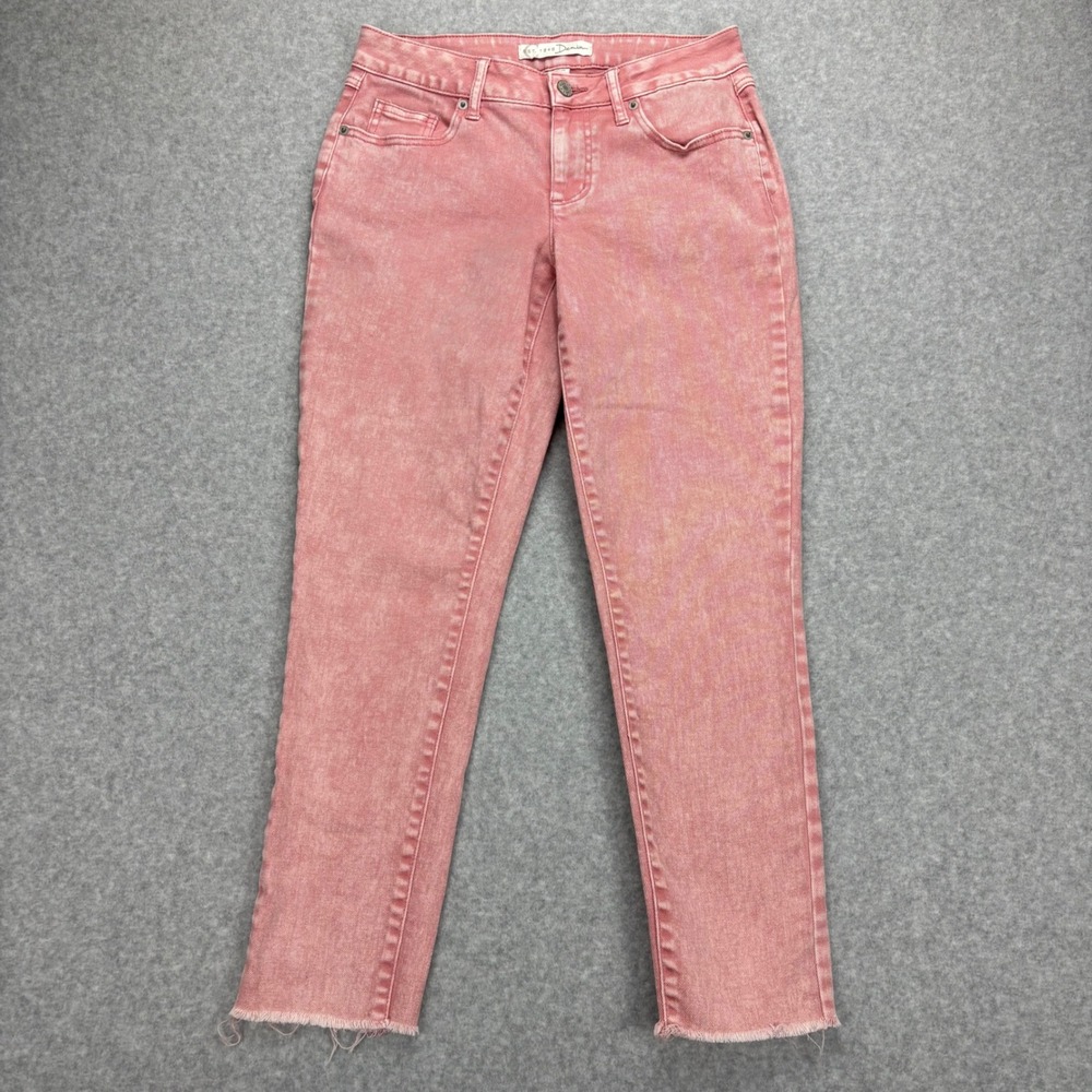 C. 1946 Denim Jeans Womens 2 Pink Mid-Rise Ankle Skinny Raw Hem Acid Wash Casual